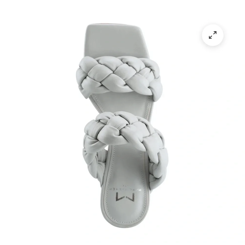 Marc Fisher Gray Hammy Heeled Slide Womens Dress Braided Rope Strap Sandals 10